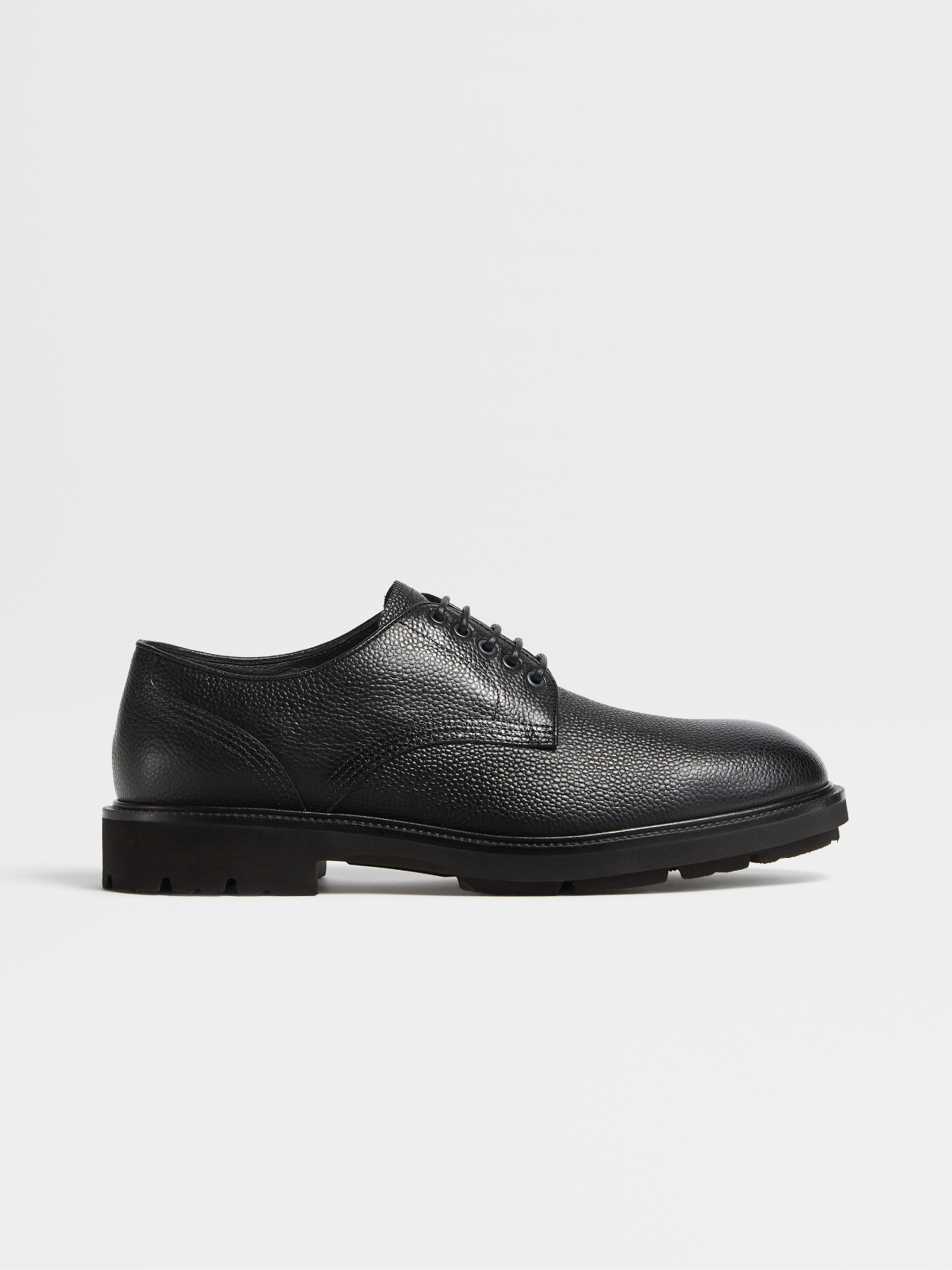 Black Leather Aosta Derby Shoes